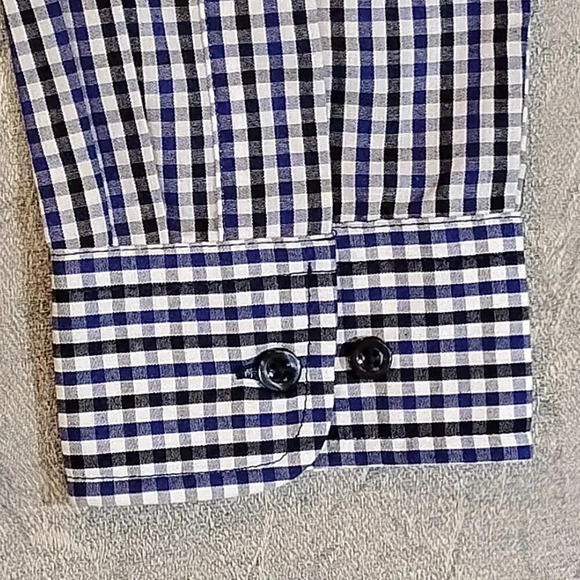 George Kids NWOT Blue/White/Black Plaid Long Sleeve Button Up Shirt Size L 10-12 - Picture 4 of 11